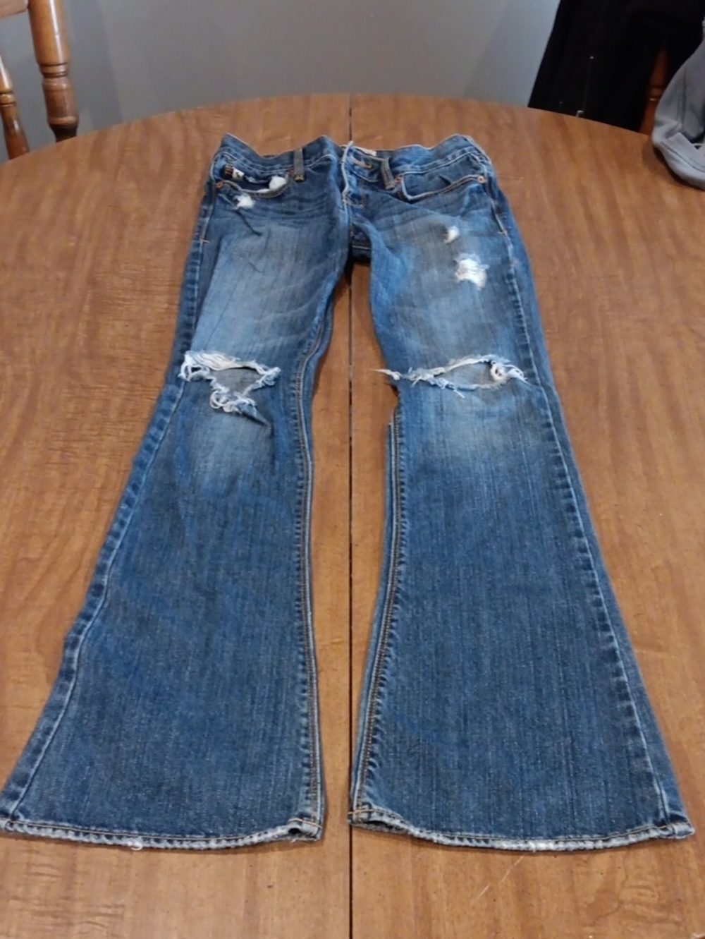 Abercrombie & Fitch Blue Distressed Flare Jeans